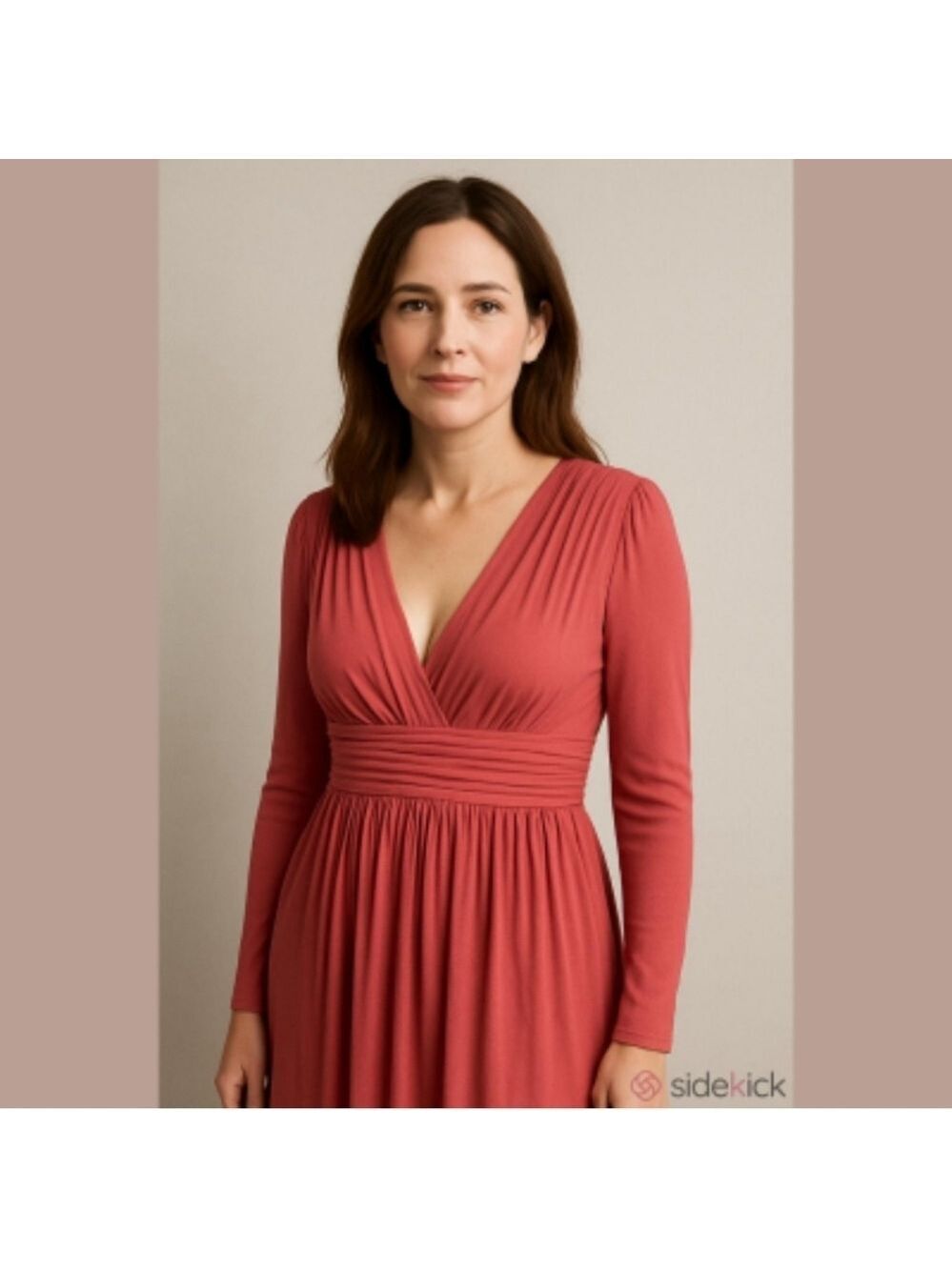 ROBERT RODRIGUEZ | V-neck dress midi Maroon PINK RED  sz 4